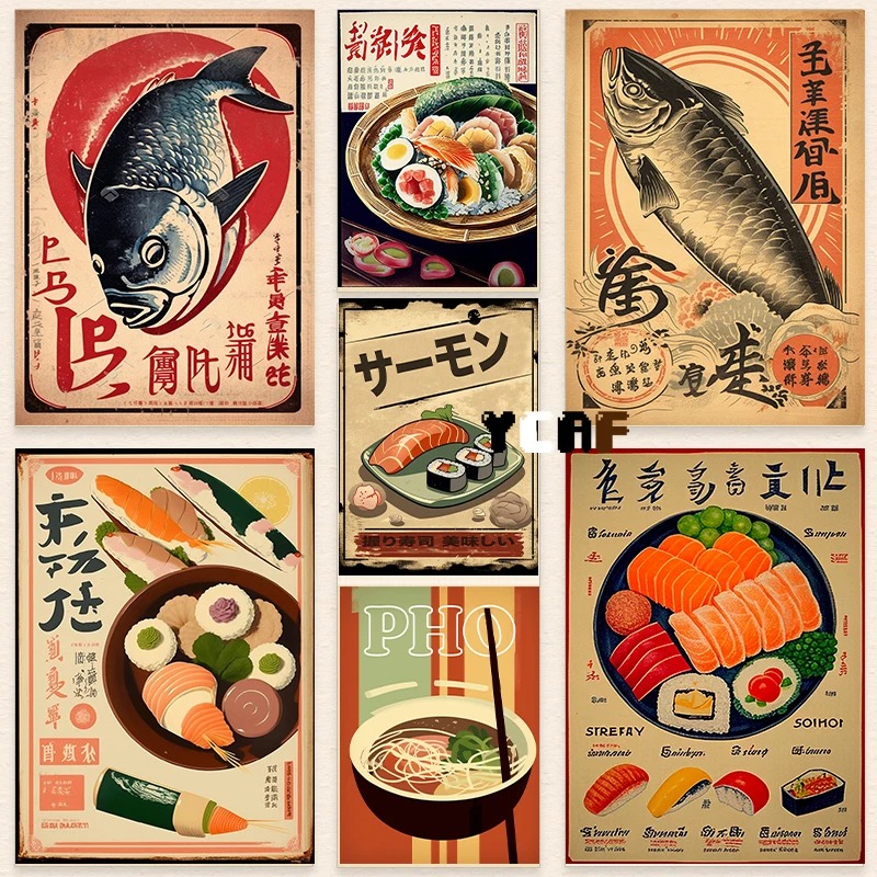 Japanese Food Lifestyle - Póster de comida japonesa Vintage, impresión